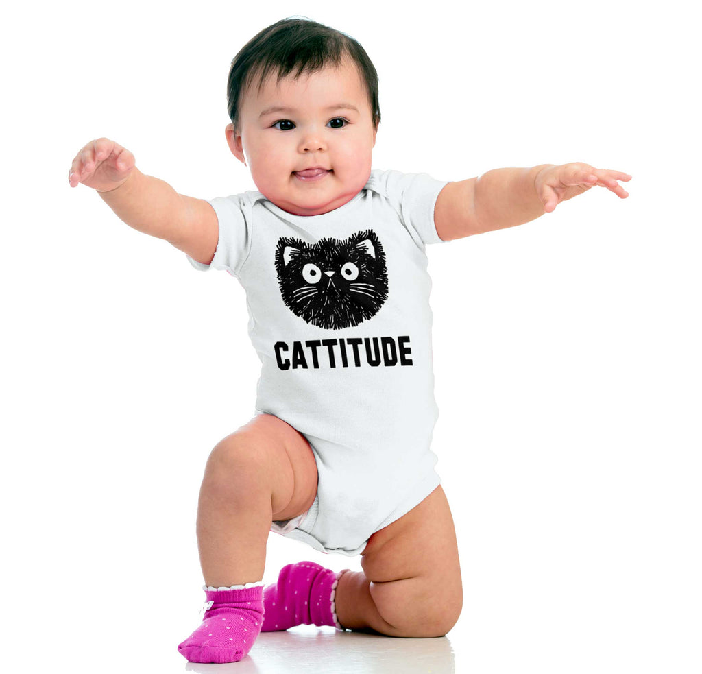 Cattitude Romper Bodysuit-Direct To Garment Print-Brisco Baby