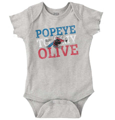Popeye & Olive Romper Bodysuit-Direct To Garment Print-Brisco Baby