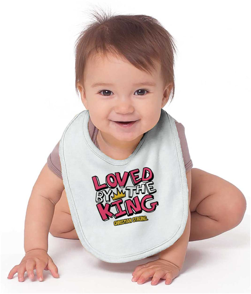 Loved By The King Infant Baby Bib-Direct To Garment Print-Brisco Baby