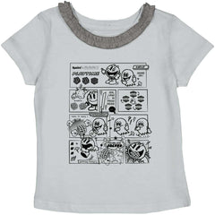 Pac-Man Comic Book Toddler Ruffled Trim T-Shirt-Direct To Garment Print-Brisco Baby