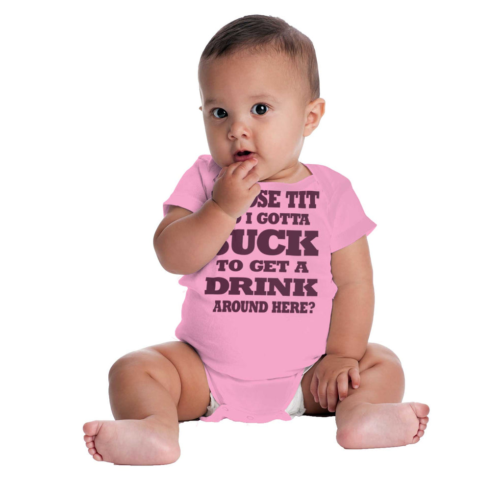Get A Drink Romper Bodysuit-Direct To Garment Print-Brisco Baby