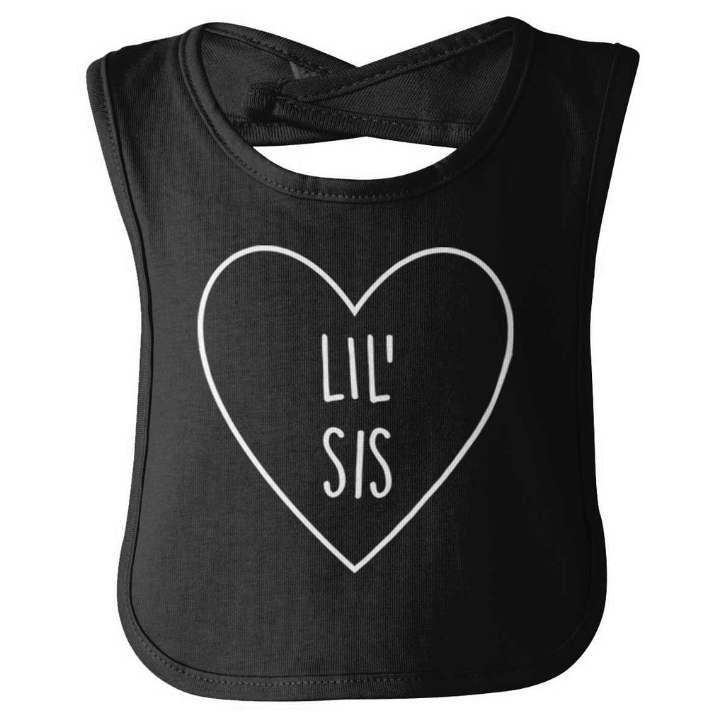 Lil' Sis Heart Infant Baby Bib-Direct To Garment Print-Brisco Baby