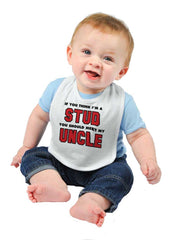 Think I'm A Stud Meet Uncle Infant Baby Bib-Direct To Garment Print-Brisco Baby