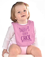 Daddy's Other Chick Infant Baby Bib-Direct To Garment Print-Brisco Baby