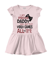 Daddy Plays Video Games Solid Baby Infant Dress-Direct To Garment Print-Brisco Baby