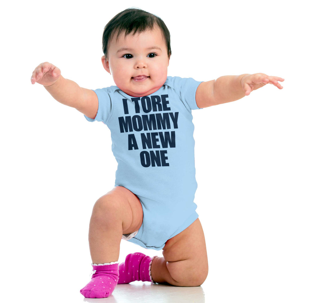 Tore Mommy A New One Romper Bodysuit-Direct To Garment Print-Brisco Baby