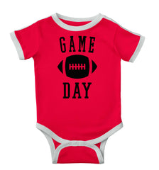 Game Day Ringer Romper Bodysuit-Direct To Garment Print-Brisco Baby