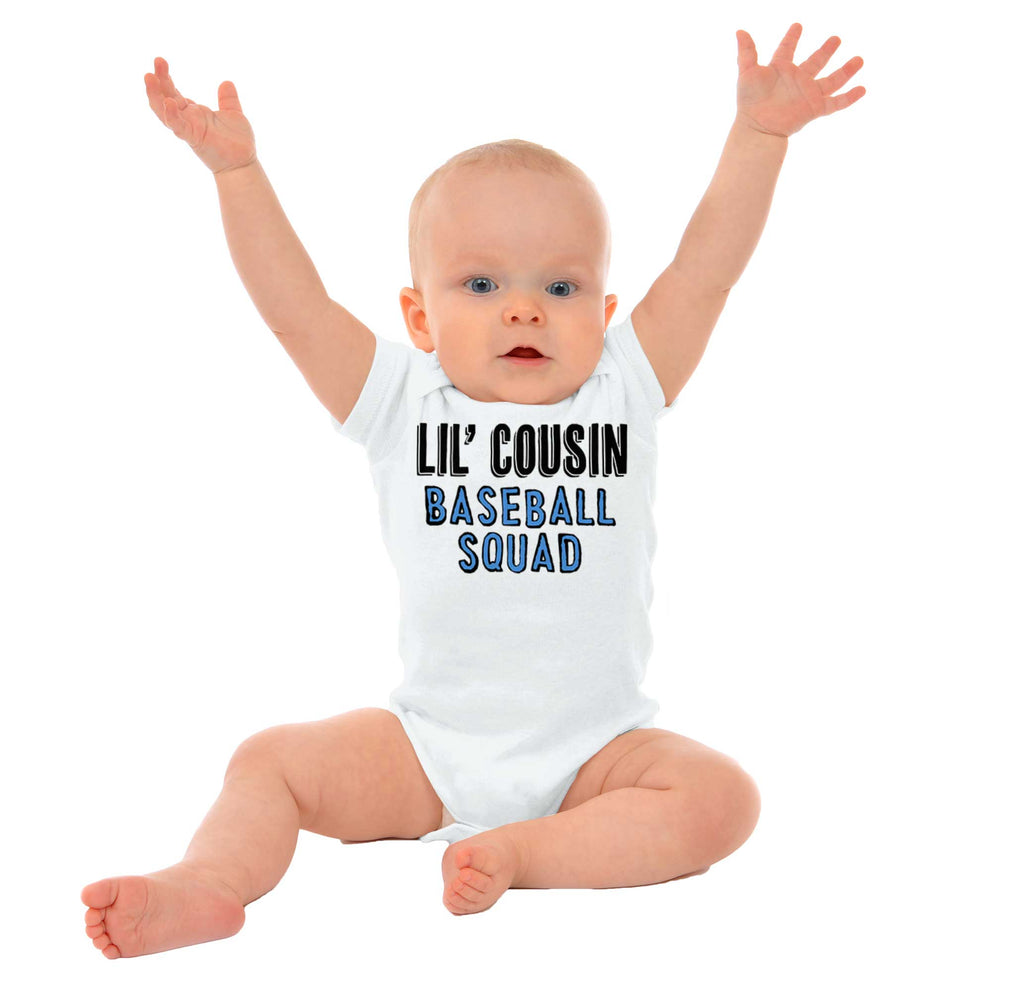 Lil Cousin Baseball Squad Romper Bodysuit-Direct To Garment Print-Brisco Baby