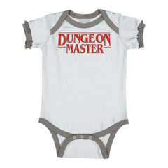 Dungeon Masters TV Show Nerd Baby Ruffled Trim Romper-Direct To Garment Print-Brisco Baby