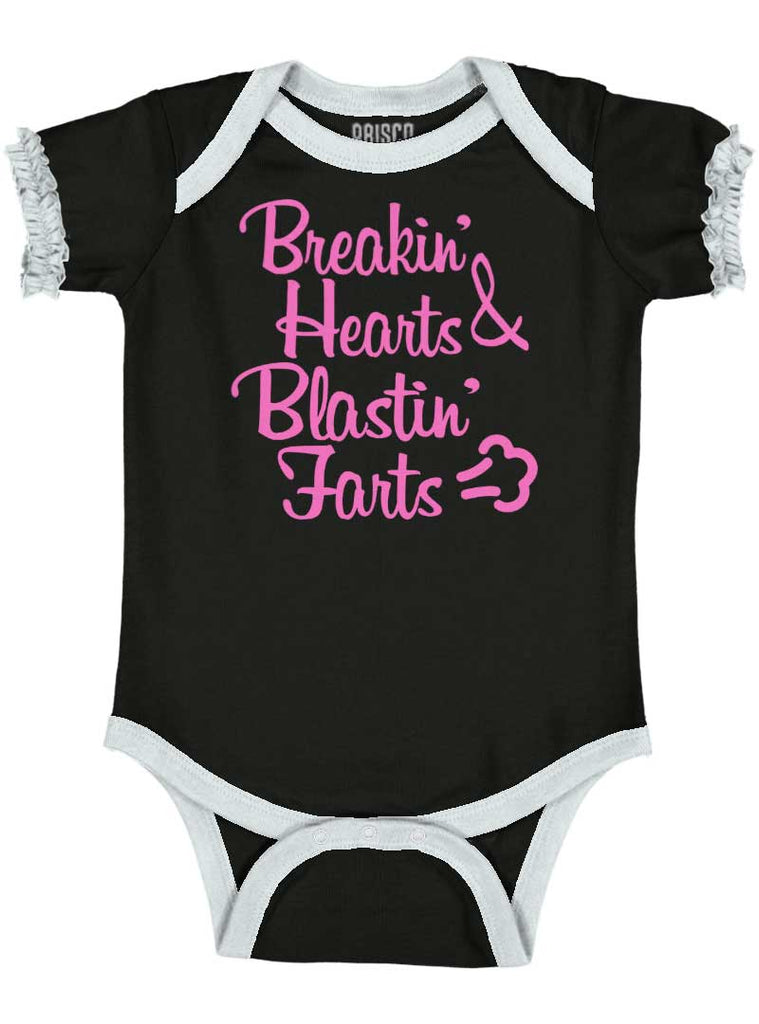 Blastin Farts Baby Ruffled Trim Romper-Direct To Garment Print-Brisco Baby