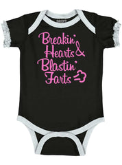 Blastin Farts Baby Ruffled Trim Romper-Direct To Garment Print-Brisco Baby