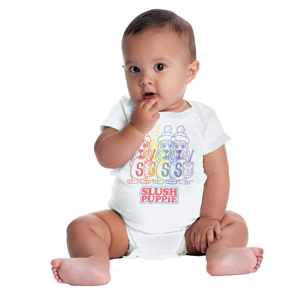 Rainbow Puppie Romper Bodysuit-Direct To Garment Print-Brisco Baby