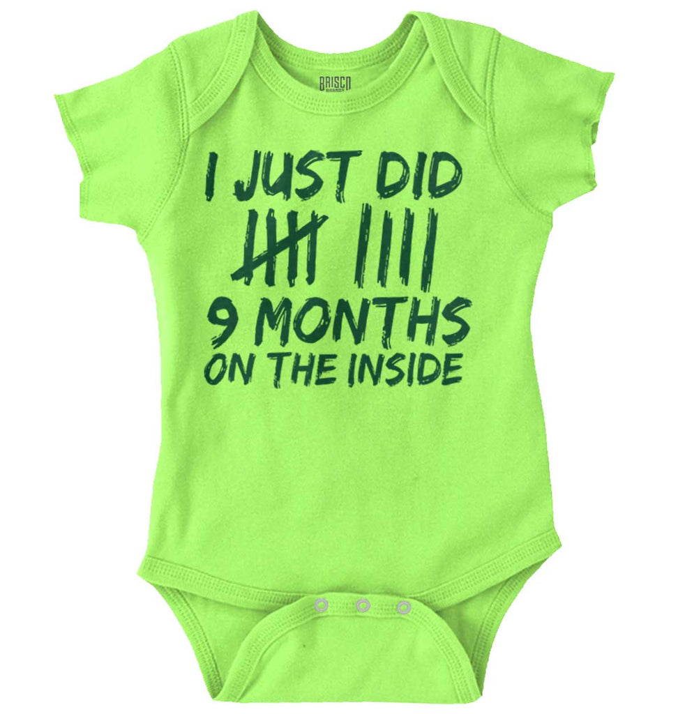 9 Months Inside Romper Bodysuit-Direct To Garment Print-Brisco Baby