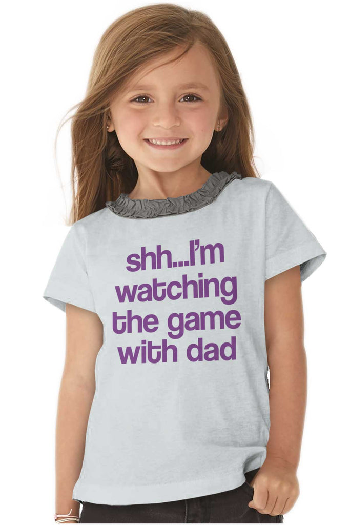 Watching the Game Toddler Ruffled Trim T-Shirt-Direct To Garment Print-Brisco Baby