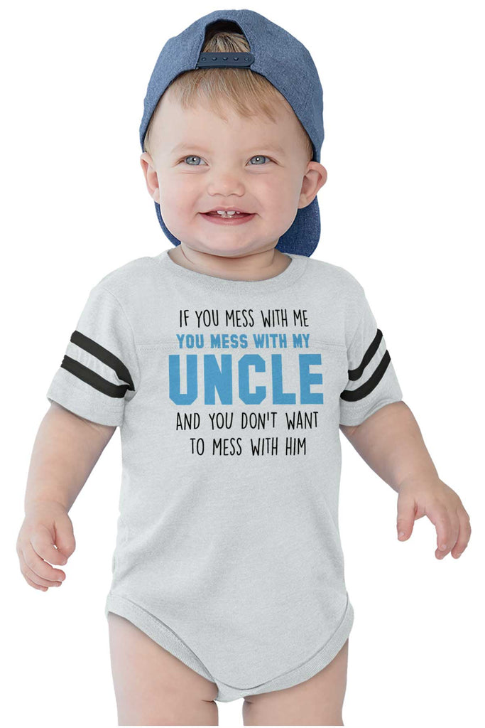 Mess With My Uncle Football Romper Bodysuit-Direct To Garment Print-Brisco Baby