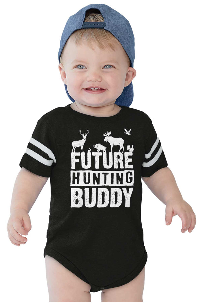 Future Deer Hunting Bud Football Romper Bodysuit-Direct To Garment Print-Brisco Baby