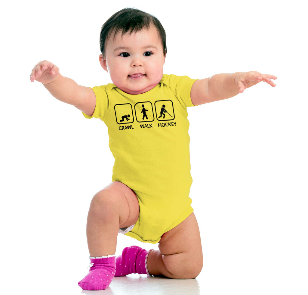 Crawl Walk Hockey Romper Bodysuit-Direct To Garment Print-Brisco Baby