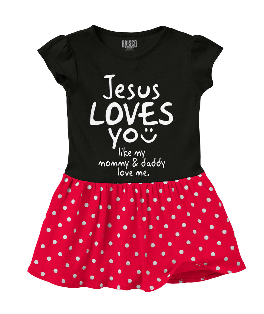 Jesus Loves You Baby Polka Dot Skirt Dress-Direct To Garment Print-Brisco Baby