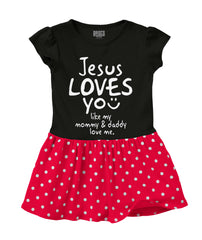 Jesus Loves You Baby Polka Dot Skirt Dress-Direct To Garment Print-Brisco Baby