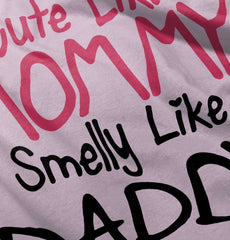 Cute Mommy Smelly Daddy Romper Bodysuit-Direct To Garment Print-Brisco Baby