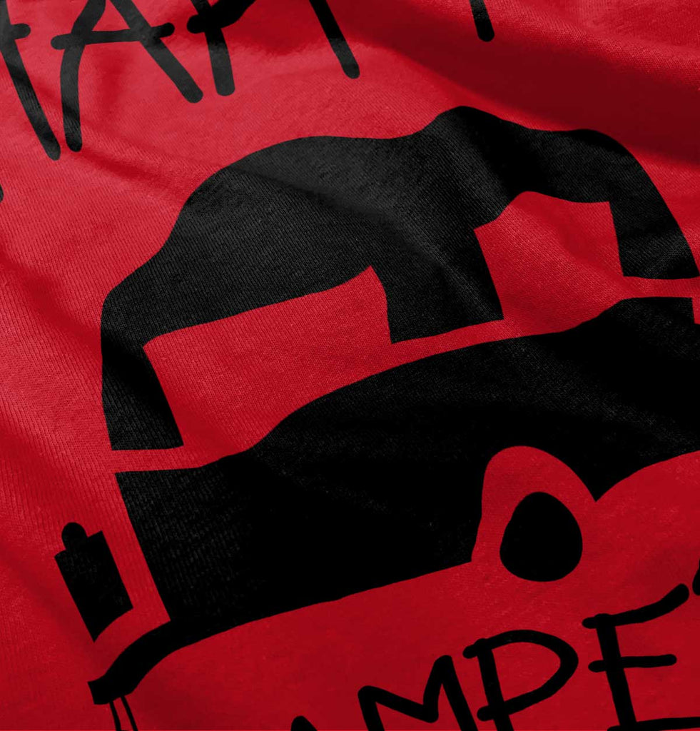 Happy Camper Ringer Romper Bodysuit-Direct To Garment Print-Brisco Baby