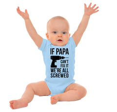 Papa Can't Fix We're Screwed Romper Bodysuit-Direct To Garment Print-Brisco Baby