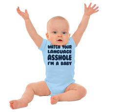 Watch Your Language Romper Bodysuit-Direct To Garment Print-Brisco Baby