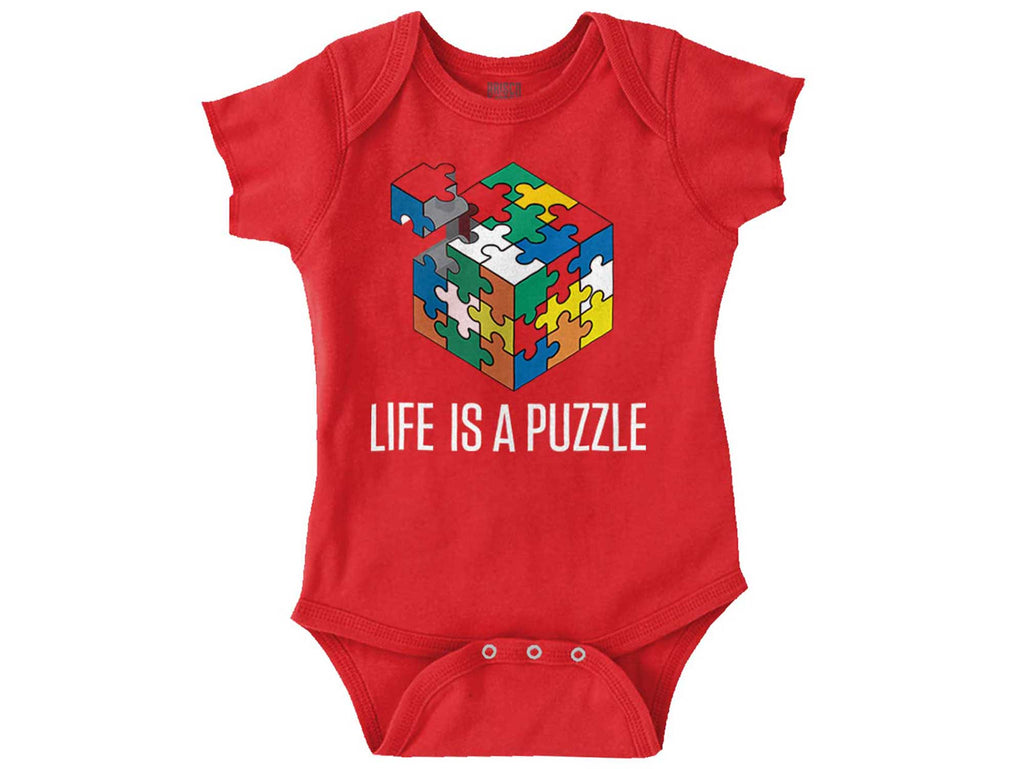Life Is A Puzzle Romper Bodysuit-Direct To Garment Print-Brisco Baby