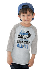 Daddy Plays Video Games Toddler Baseball-Direct To Garment Print-Brisco Baby