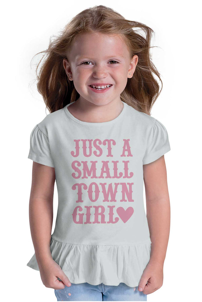 Small Town Girl Toddler Ruffle Bottom Tee-Direct To Garment Print-Brisco Baby