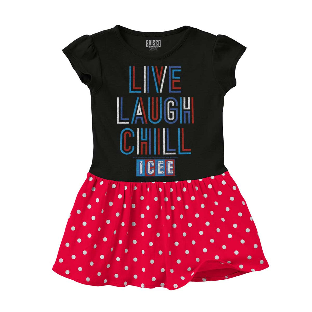 Live Laugh Chill Baby Polka Dot Skirt Dress-Direct To Garment Print-Brisco Baby