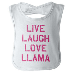 Live Laugh Llama Infant Baby Bib-Direct To Garment Print-Brisco Baby