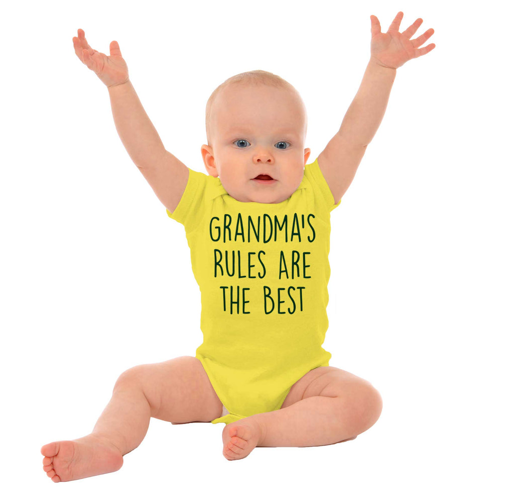 Grandma's Rules Are The Best Romper Bodysuit-Direct To Garment Print-Brisco Baby