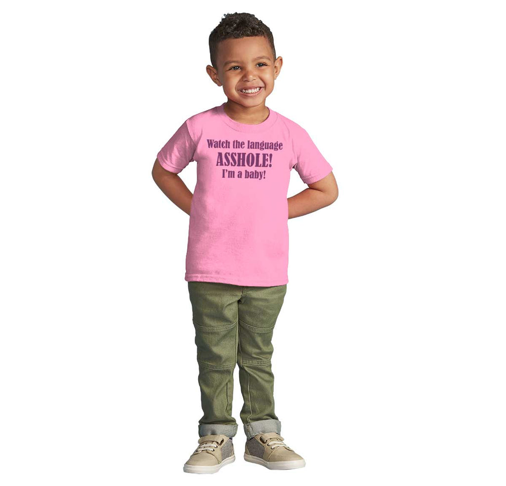 Watch The Language Infant Toddler T Shirt-Direct To Garment Print-Brisco Baby