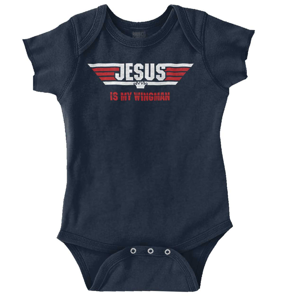Jesus Is My Wingman Romper Bodysuit-Direct To Garment Print-Brisco Baby