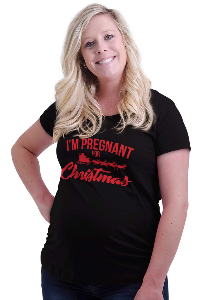 I'm Pregnant For Christmas Santa Maternity T-Shirt-Direct To Garment Print-Brisco Baby