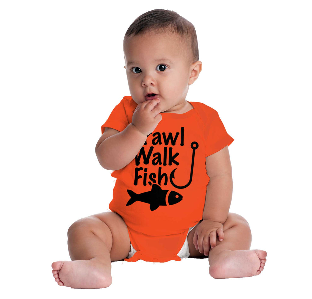 Crawl Walk Fish Romper Bodysuit-Direct To Garment Print-Brisco Baby