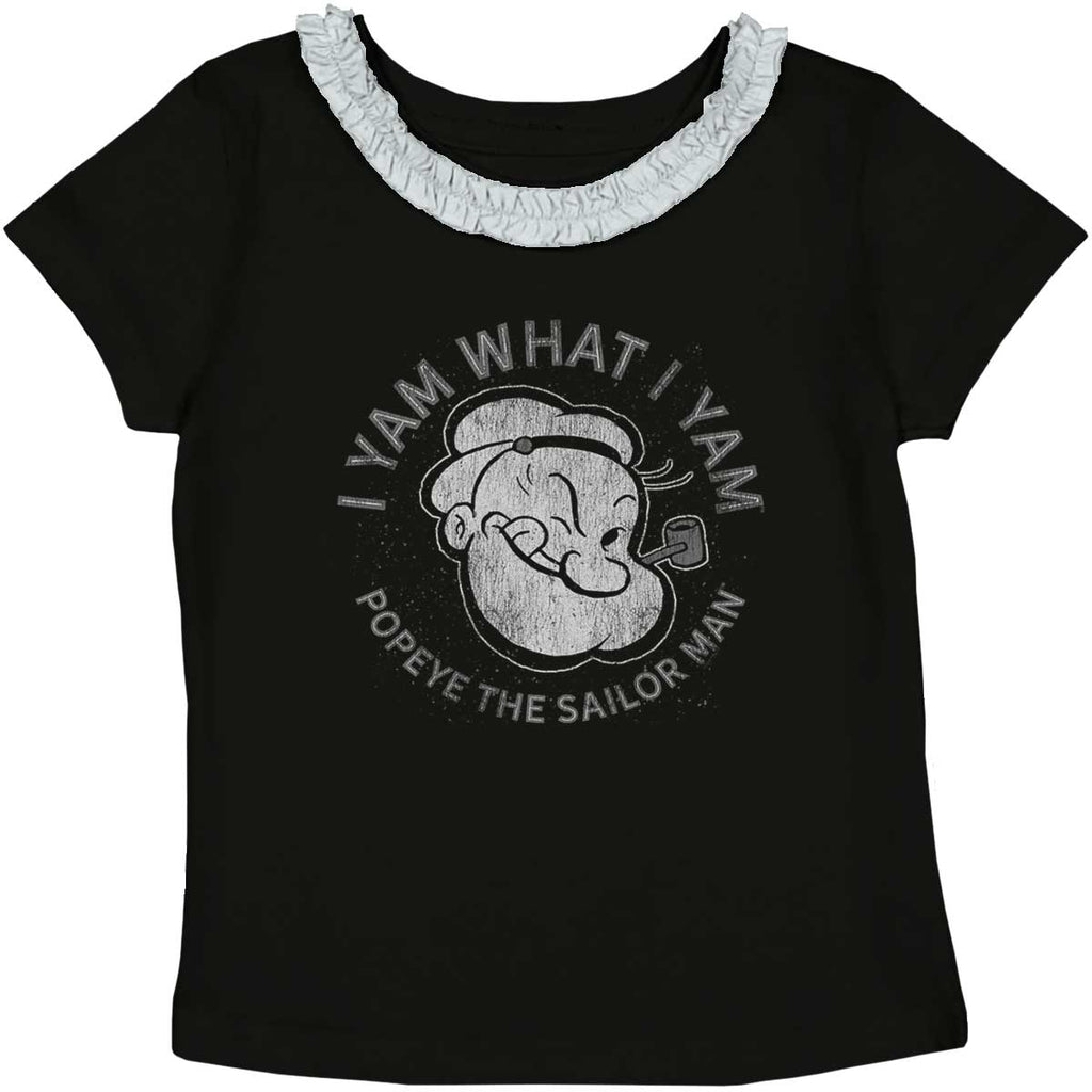 I Yam What I Yam Toddler Ruffled Trim T-Shirt-Direct To Garment Print-Brisco Baby