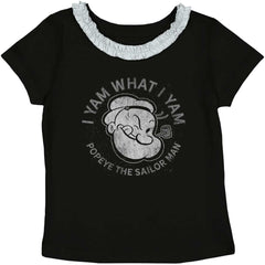 I Yam What I Yam Toddler Ruffled Trim T-Shirt-Direct To Garment Print-Brisco Baby