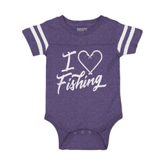 I Love Fishing Football Bodysuit-Direct To Garment Print-Brisco Baby