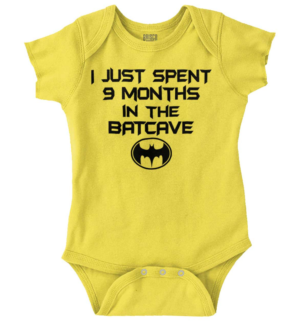 9 Months in Batcave Romper Bodysuit-Direct To Garment Print-Brisco Baby