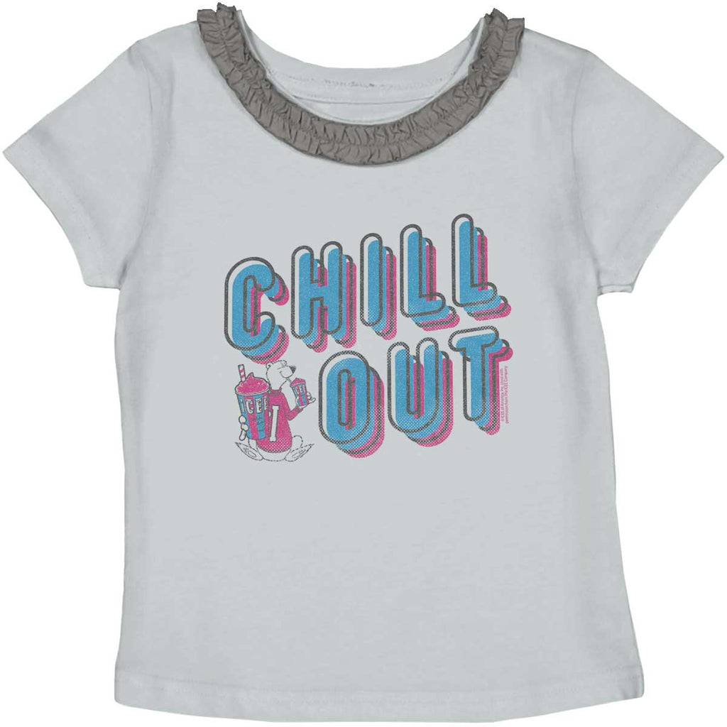 Retro Chill Toddler Ruffled Trim T-Shirt-Direct To Garment Print-Brisco Baby