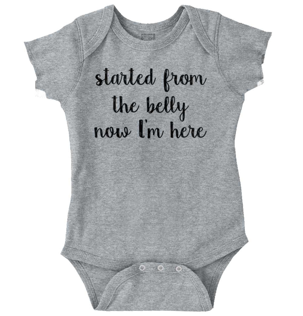 Started From The Belly Romper Bodysuit-Direct To Garment Print-Brisco Baby