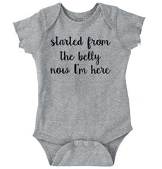 Started From The Belly Romper Bodysuit-Direct To Garment Print-Brisco Baby