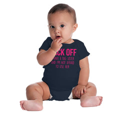 Big Sister And Not Afraid To Use Her Romper Bodysuit-Direct To Garment Print-Brisco Baby