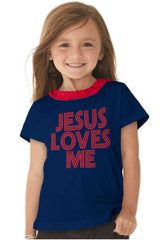 Christ Loves Me Toddler Ruffled Trim T-Shirt-Direct To Garment Print-Brisco Baby