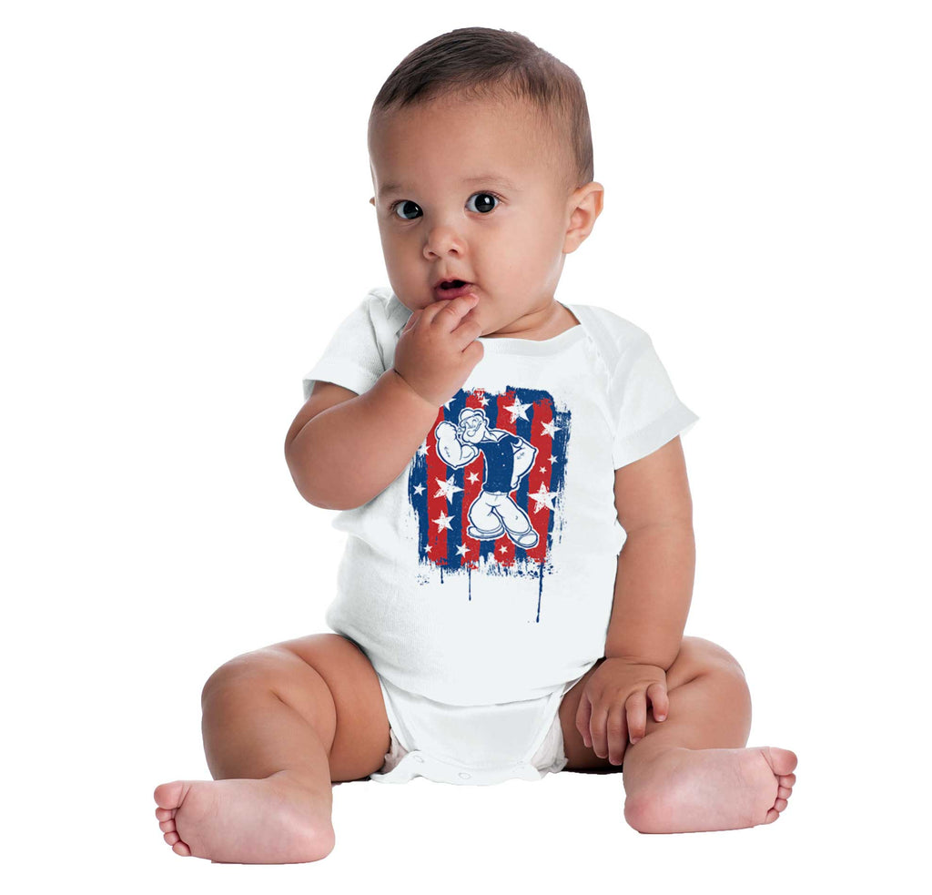 Stars Stripes Popeye Romper Bodysuit-Direct To Garment Print-Brisco Baby