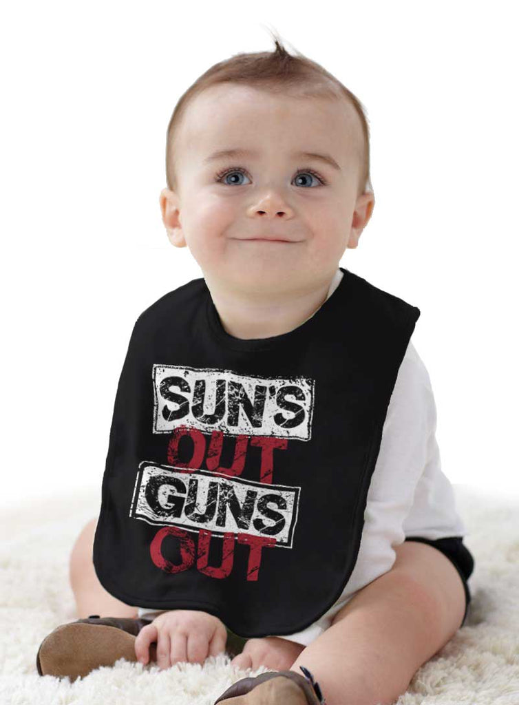 Guns Out Infant Baby Bib-Direct To Garment Print-Brisco Baby