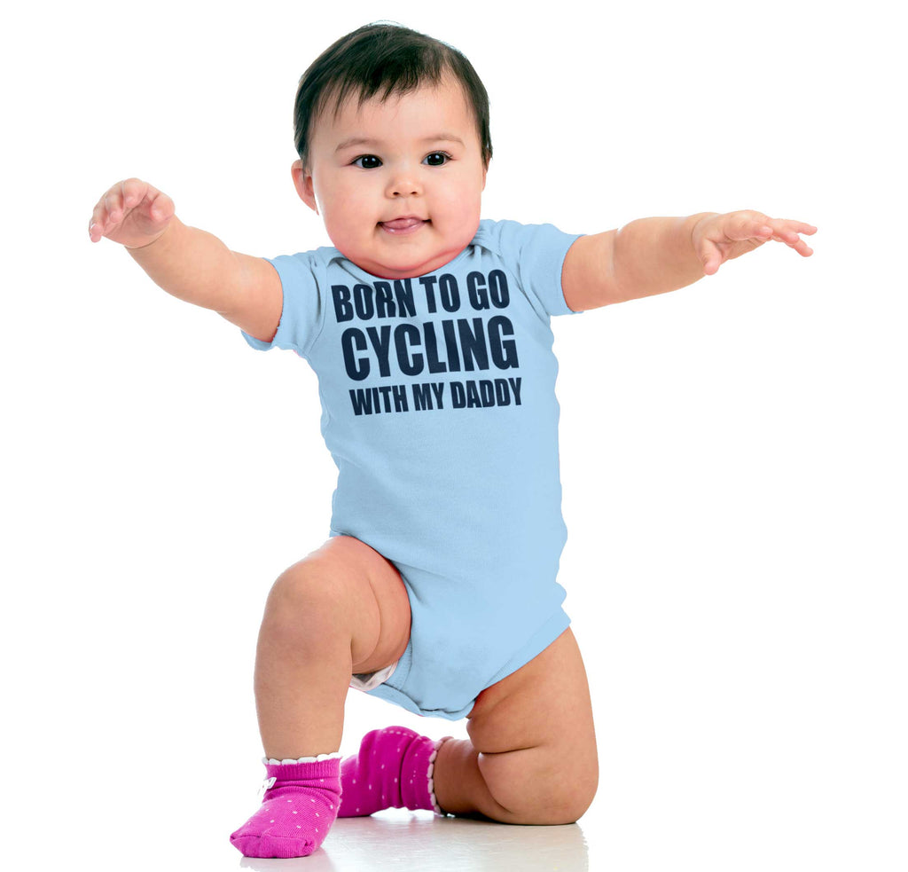 Cycling With Daddy Romper Bodysuit-Direct To Garment Print-Brisco Baby