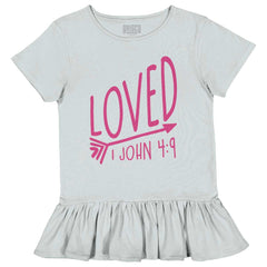 Loved Toddler Ruffle Bottom Tee-Direct To Garment Print-Brisco Baby